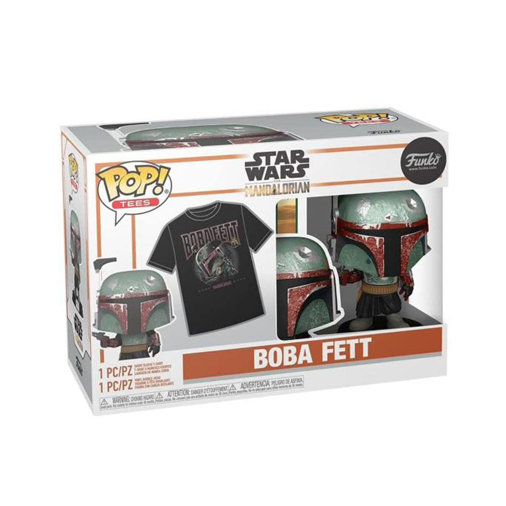 Funko Star Wars The Mandalorian POP Boba Fett Shirt Medium And Figure Set - Radar Toys
