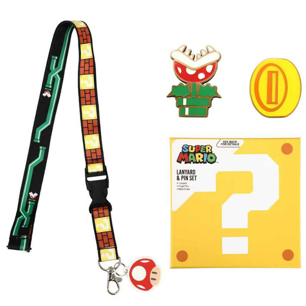 Bioworld Super Mario Lapel Pins And Lanyard Set