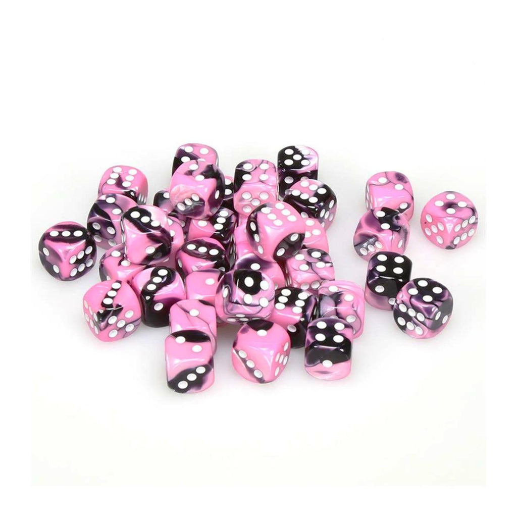 Chessex 12mm D6 Set Dice 36 Count Gemini Black-Pink/White CHX 26830 - Radar Toys