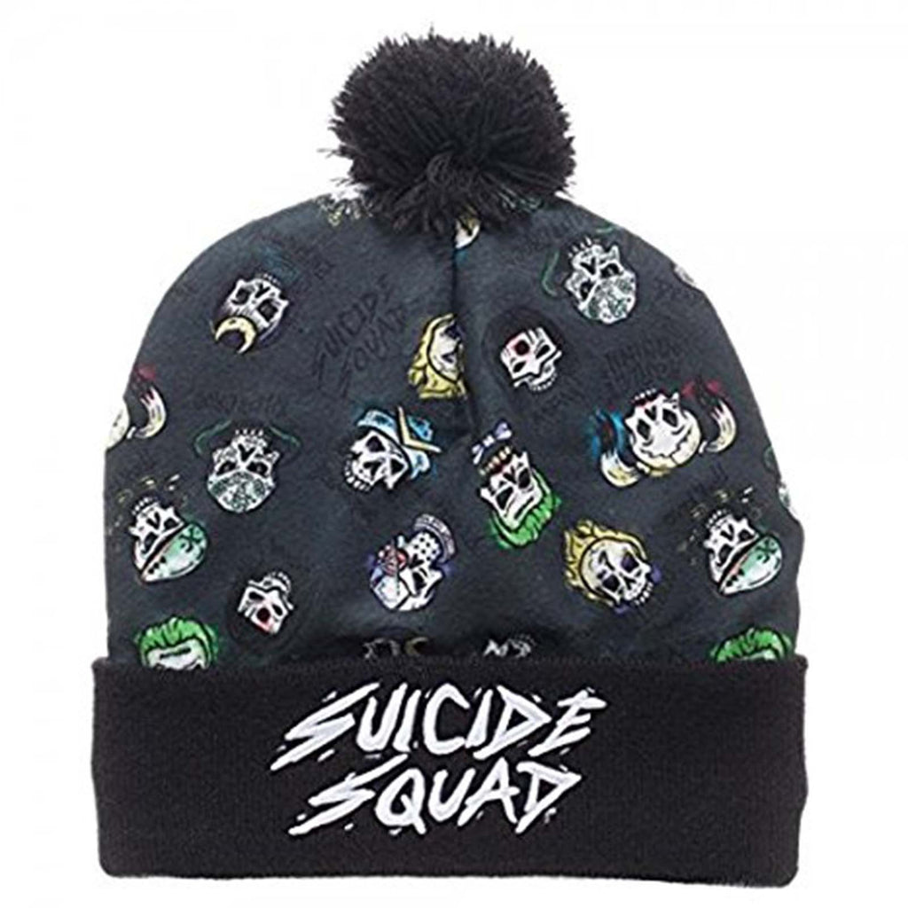 DC Suicide Squad Skull Logos Pom Beanie