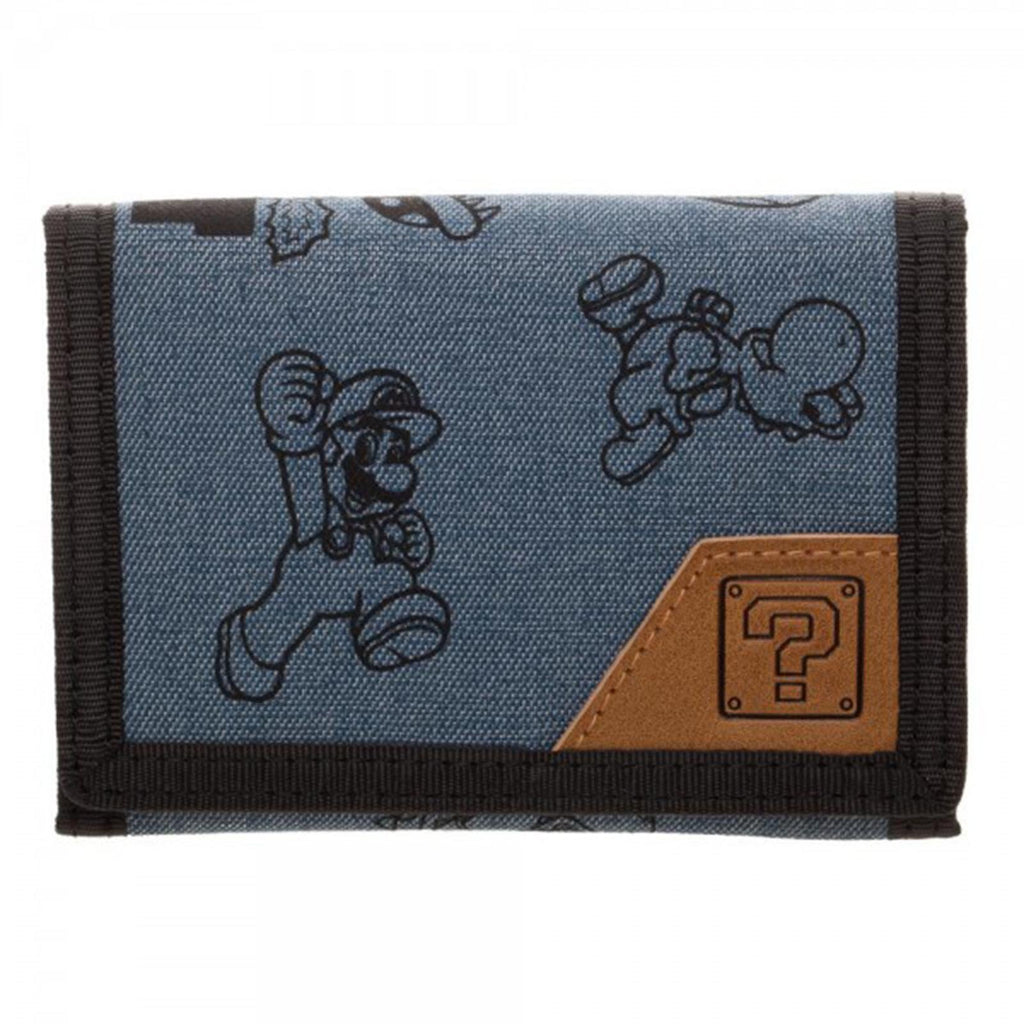 DC Super Mario Characters Fabric Print Tri-Fold Wallet