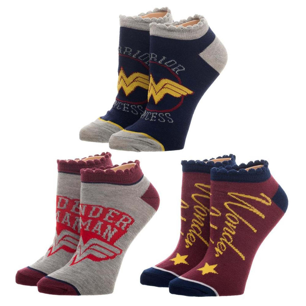 DC Wonder Woman Junior Logo 3 Pairs Of Ankle Socks