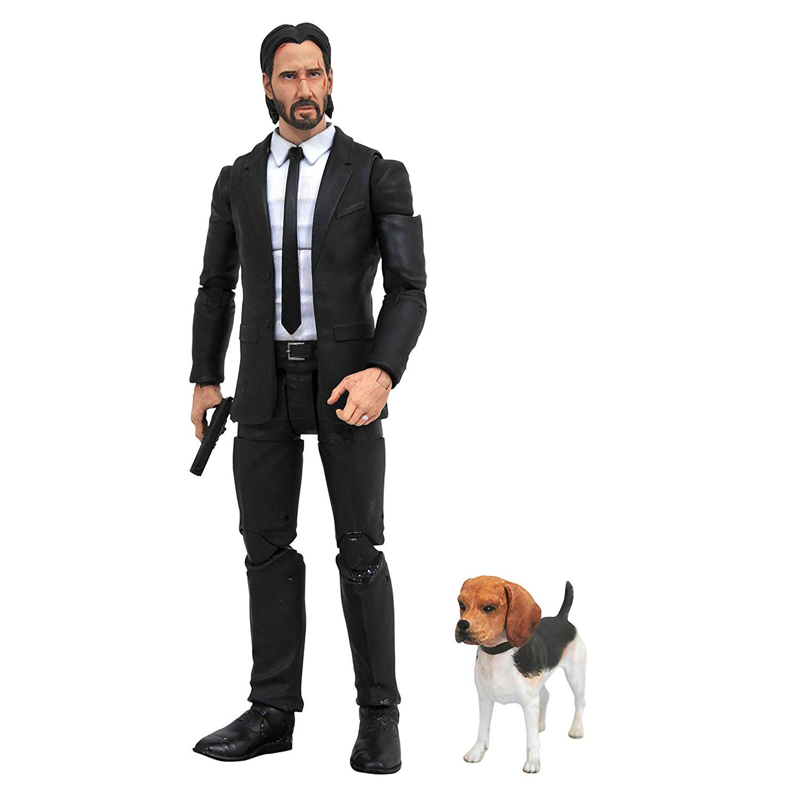 Figurine Deluxe John Wick Avec Son Chien - Keanu Reeves - Diamond Select Toys (18cm, 2022)