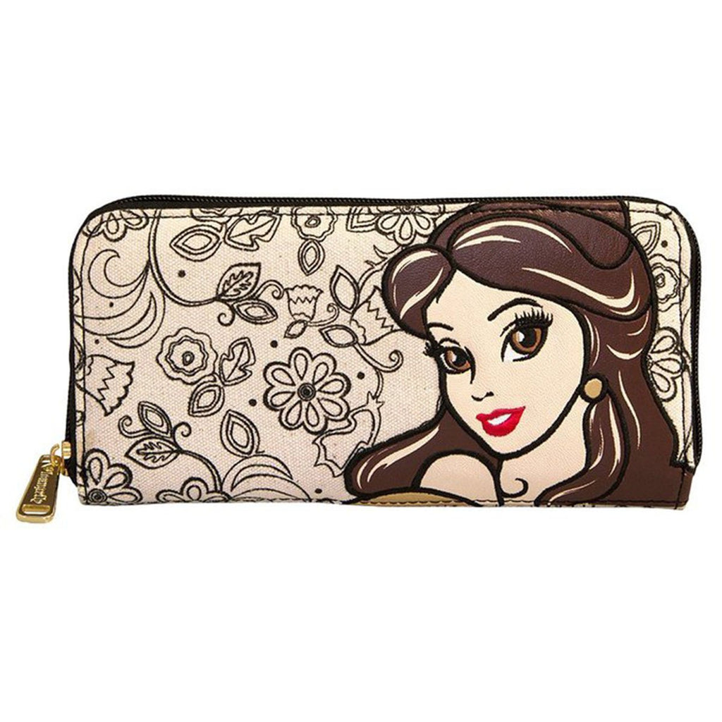 Disney Beauty And The Beast Belle With Floral Print Wallet