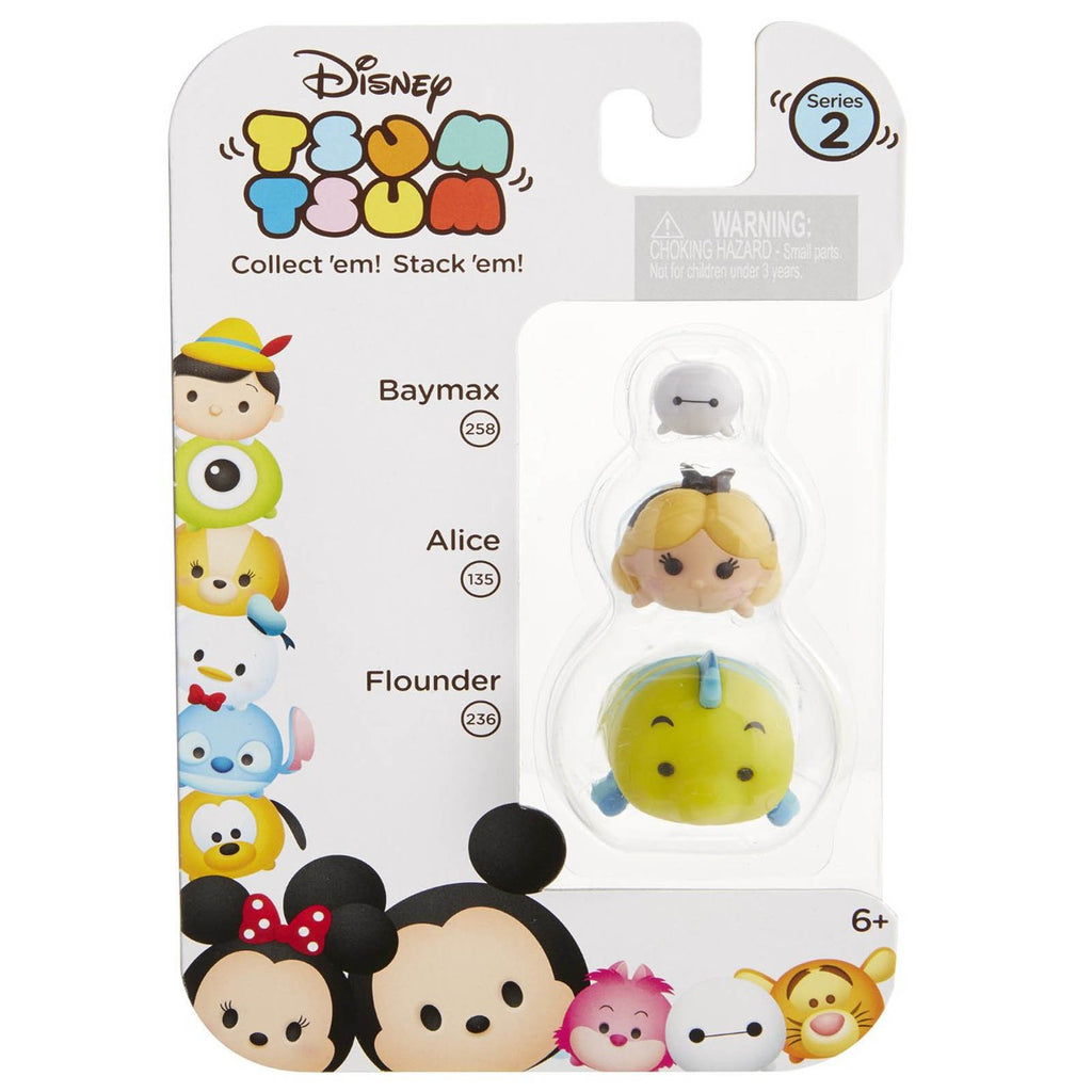 Disney Tsum Tsum Series 2 Baymax Alice Flounder Figures 3 Pack