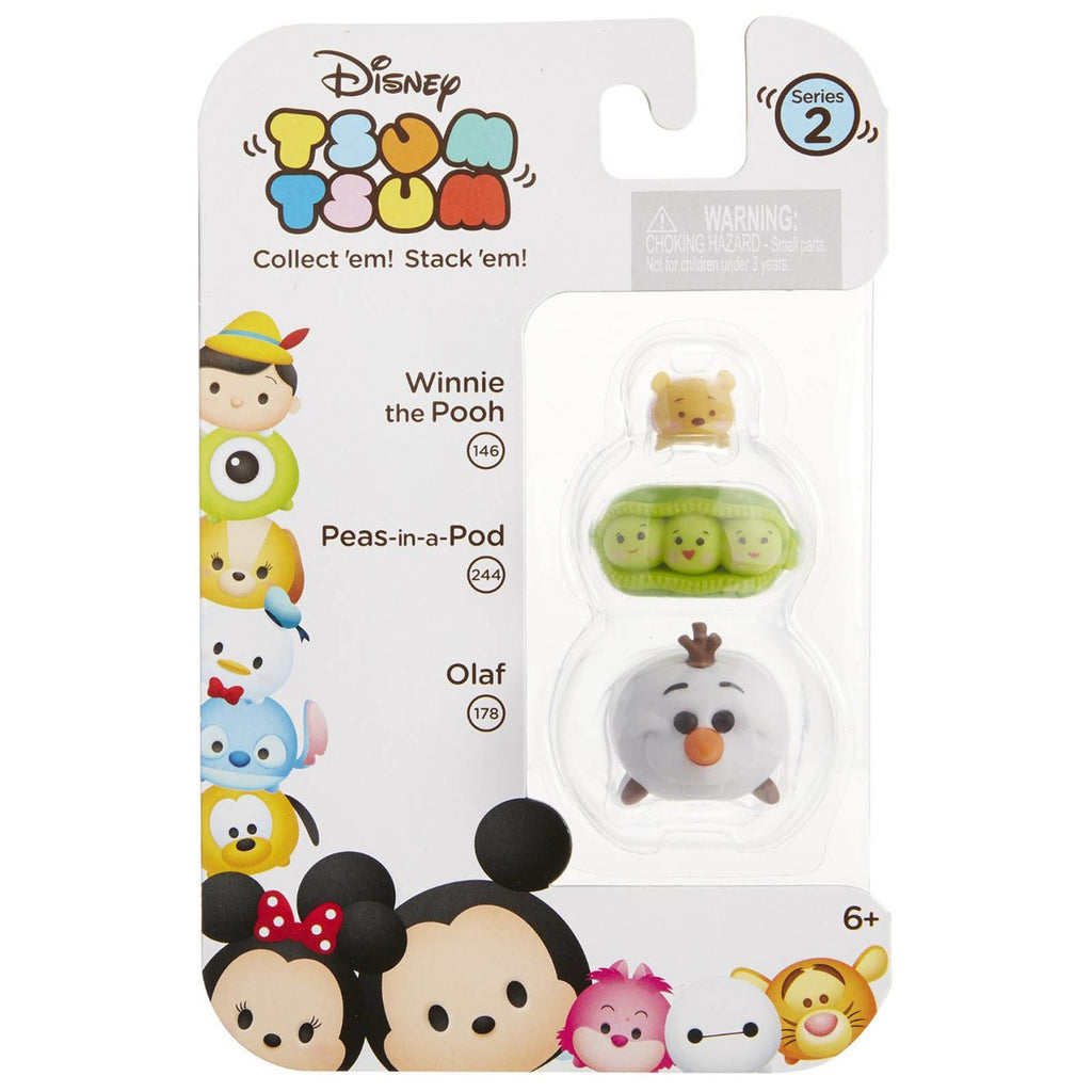 Disney Tsum Tsum Series 2 Winnie Peas Olaf Figures 3 Pack