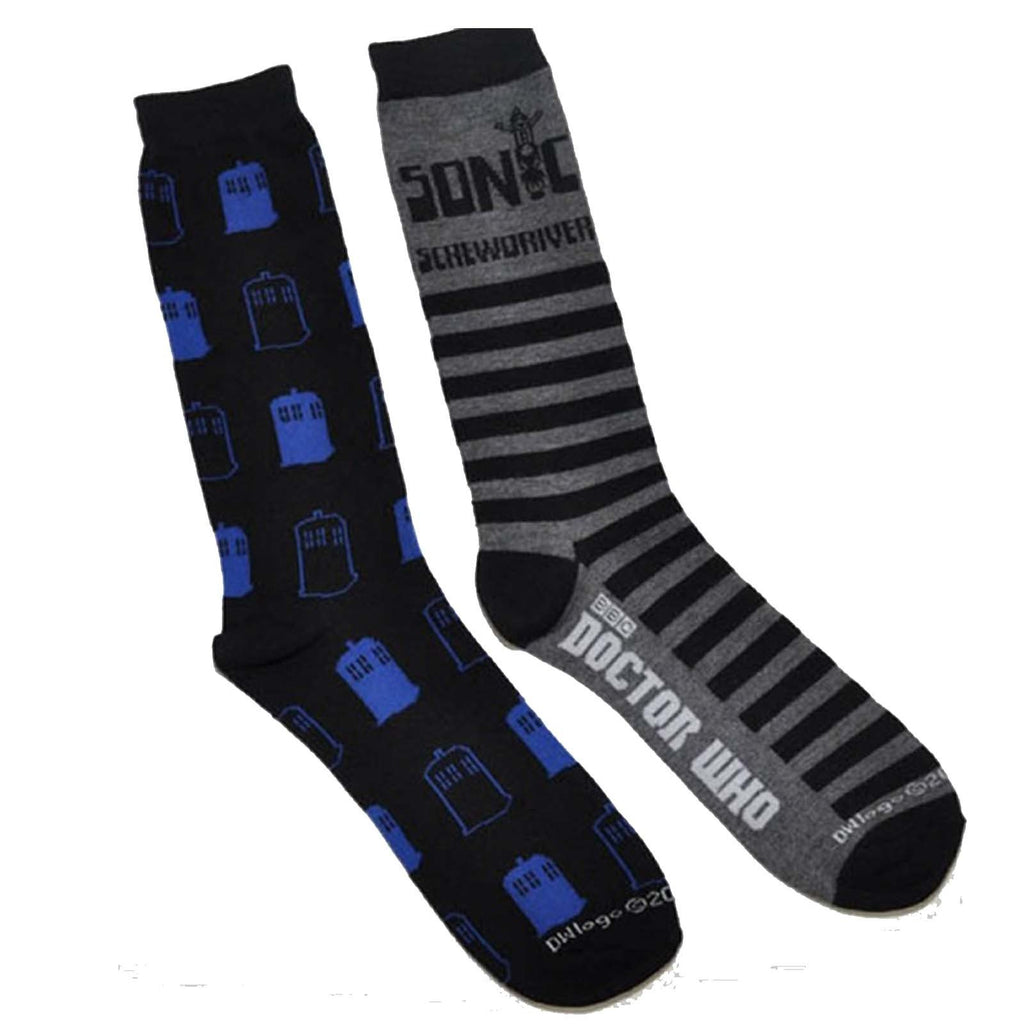 Doctor Who Tardis Black 2 Pairs Of Crew Socks