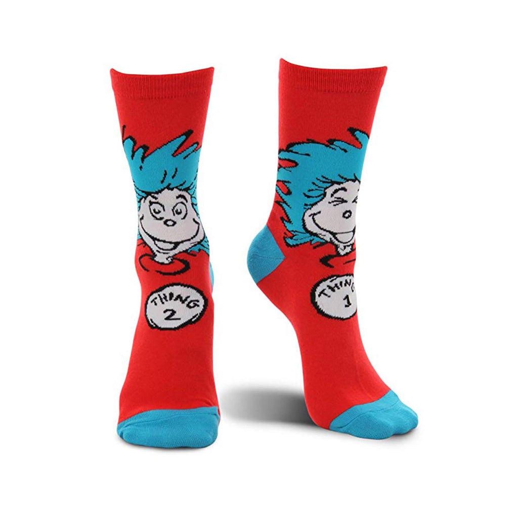 Elope Dr. Seuss Thing 1 And 2 1 Pair Of Crew Socks - Radar Toys