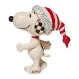 Enesco Jim Shore Peanuts Snoopy Wearing Red And White Stocking Cap Mini Figurine - Radar Toys