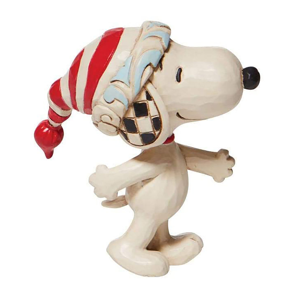 Enesco Jim Shore Peanuts Snoopy Wearing Red And White Stocking Cap Mini Figurine