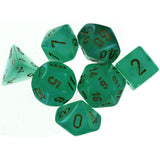 Chessex 7 Set Polyhedral Dice Borealis Light Green Gold Luminary CHX27575 - Radar Toys