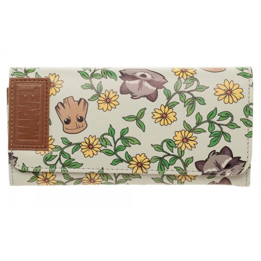 Guardians Of The Galaxy Groot And Rocket Floral Flap Wallet