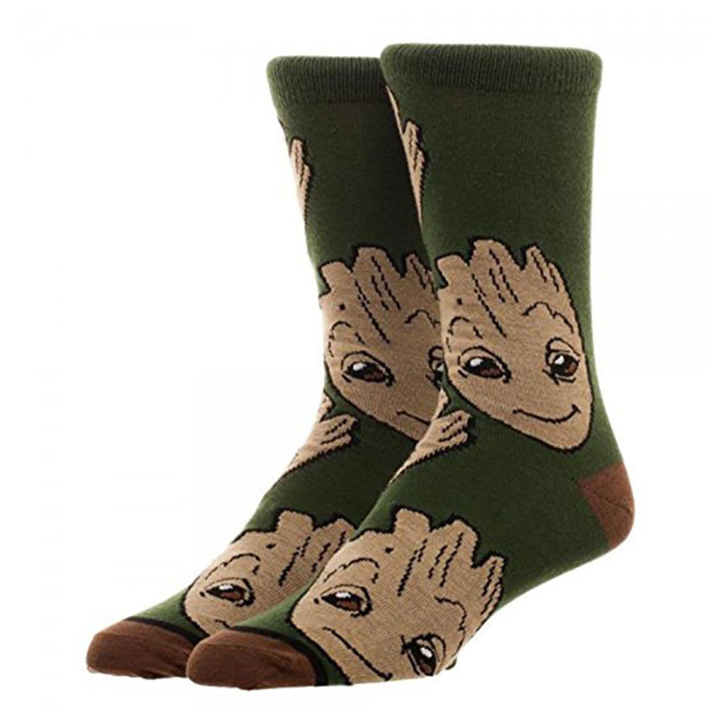 Guardians Of The Galaxy Vol 2 Groot Print One Pair Of Crew Socks