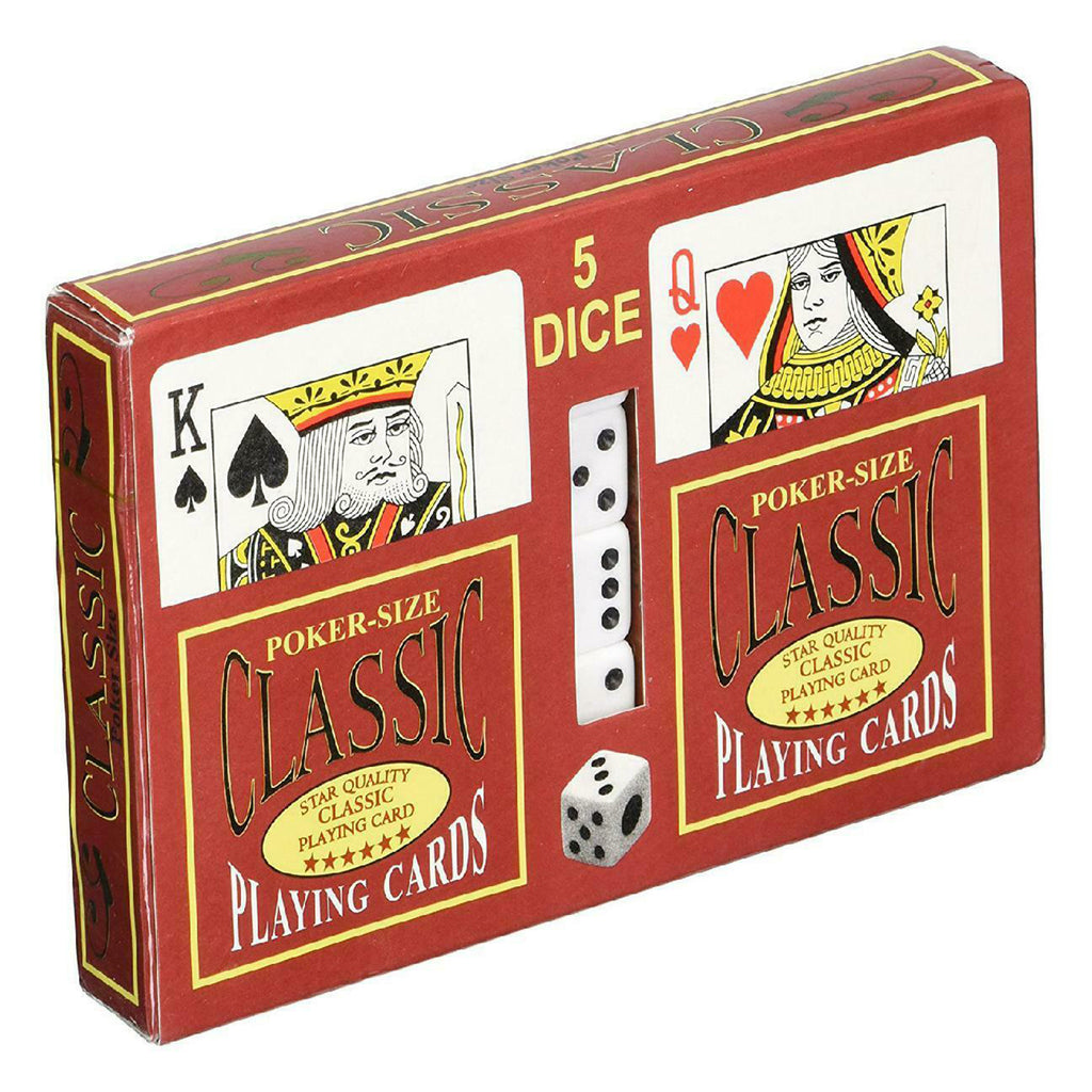 Hansen Classic Two Poker Decks With Five Dice Set