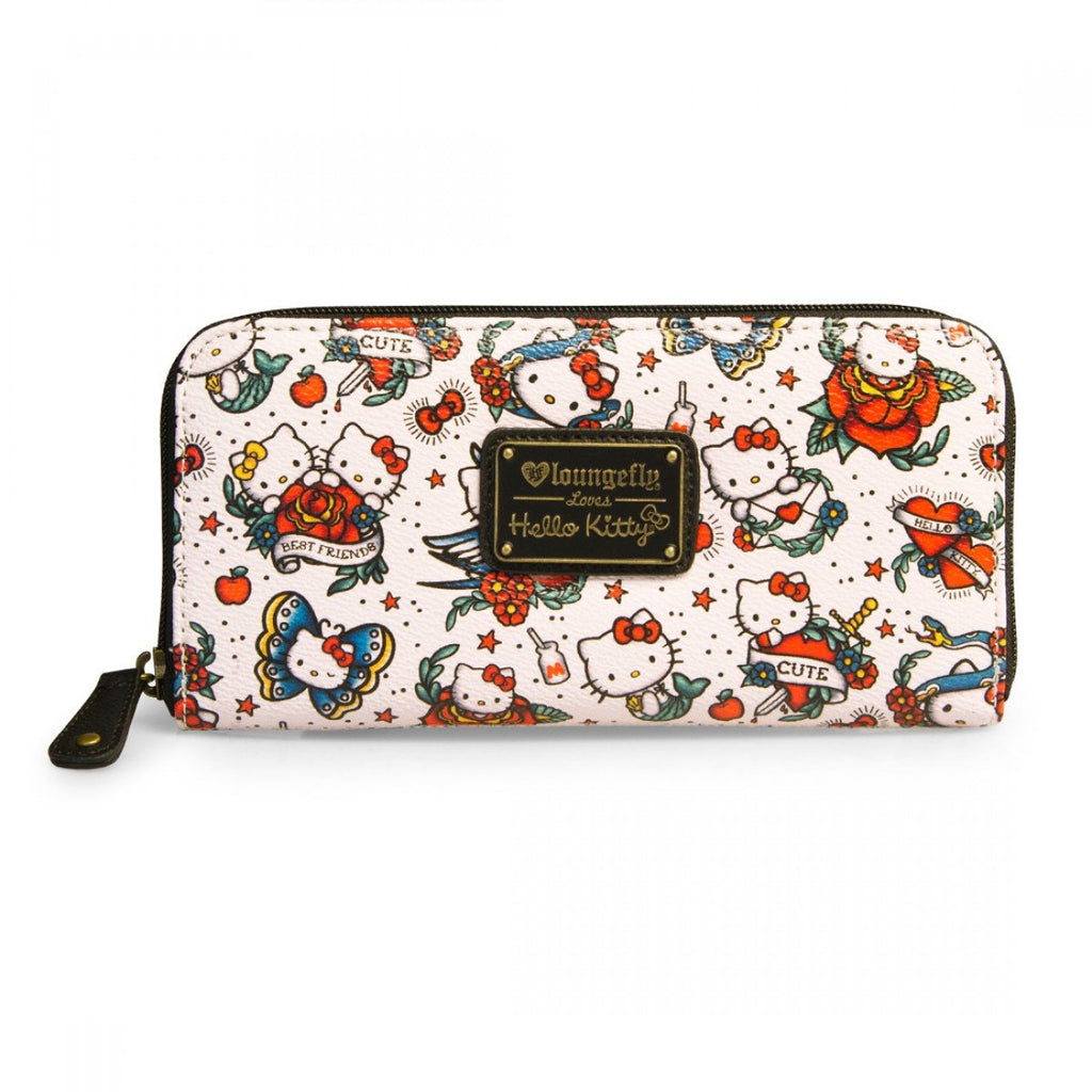 Hello Kitty Cat Tattoo Flash Zip Around Wallet