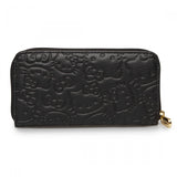 Hello Kitty Large Face Embossed Black Zip Around Wallet - Radar Toys