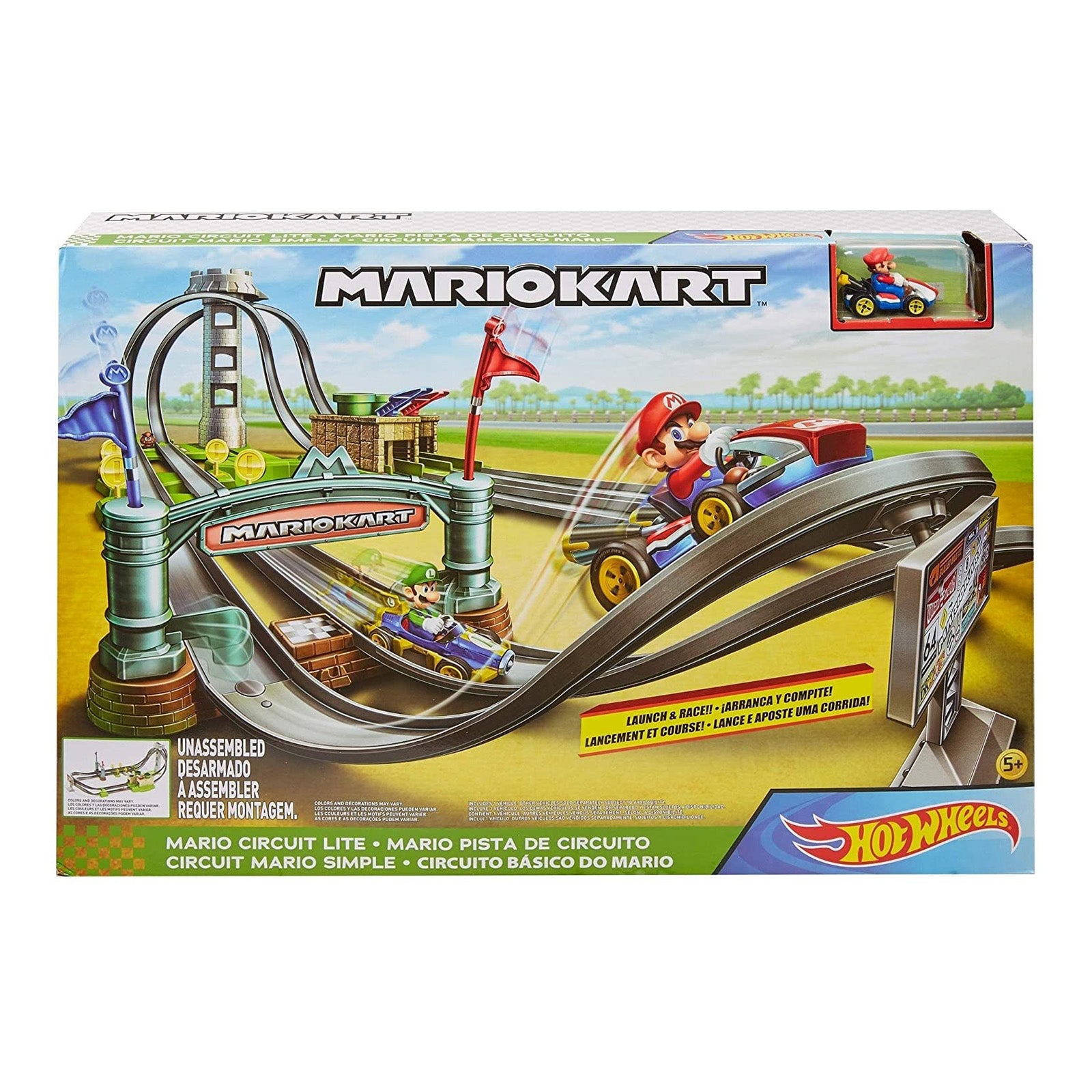 Hot Wheels Mario Kart Mario Rundkurs Trackset Hot Wheels Mario Kart Mario Circuit Lite Track Set | Radar Toys