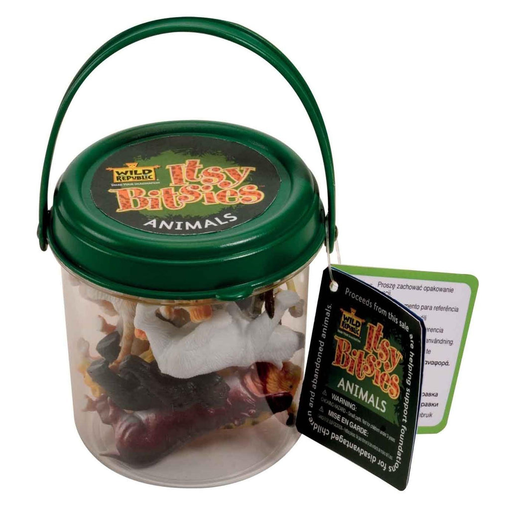 Itsy Bitsies Animals 12 Piece Mini Green Bucket Of Figures