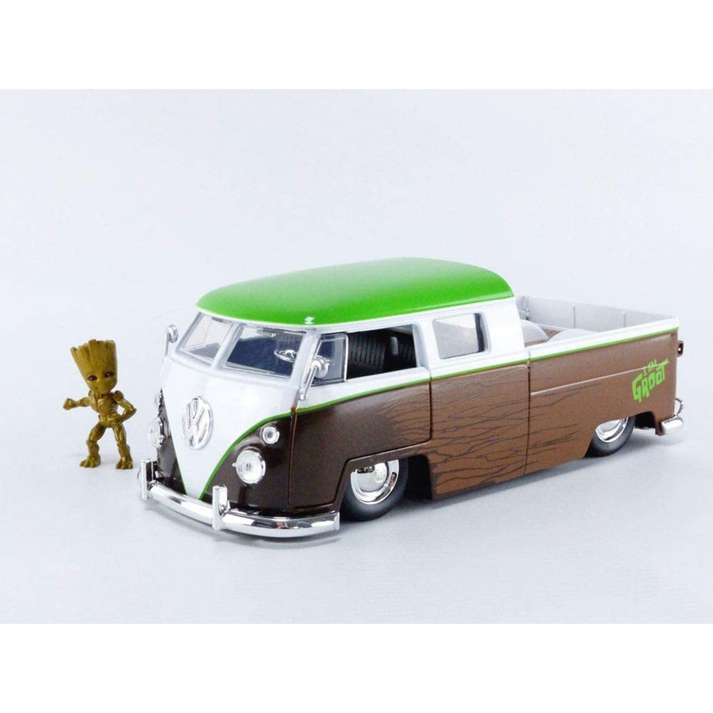 Jada Toys Marvel Groot & 1963 Volkswagen Bus Pickup 1:24 Diecast Car - Radar Toys