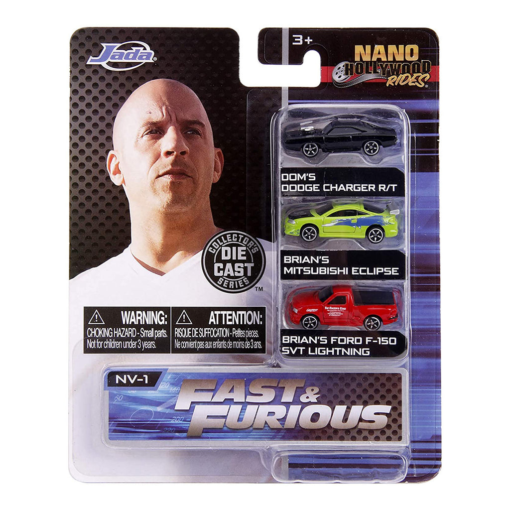 Jada Toys Nano Hollywood Rides Fast And Furious NV1 Set Of 3 Diecast Figures