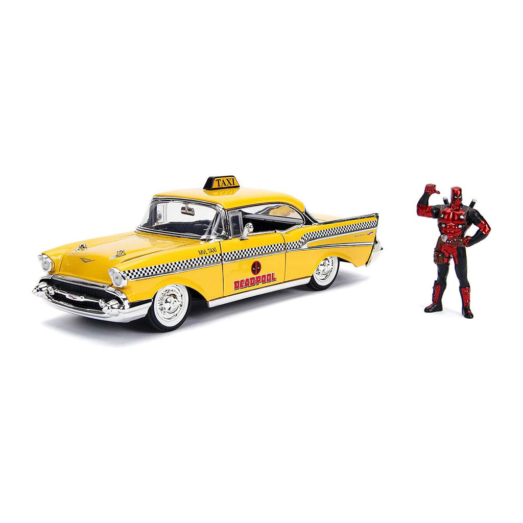 Jada Toys Hollywood Rides Deadpool Taxi 57' Chevy Metals Die Cast Set