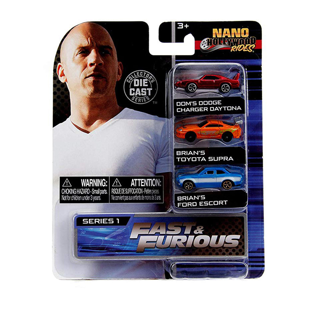 Jada Toys Nano Hollywood Rides Series 1 Fast And Furious 3 Pack Set