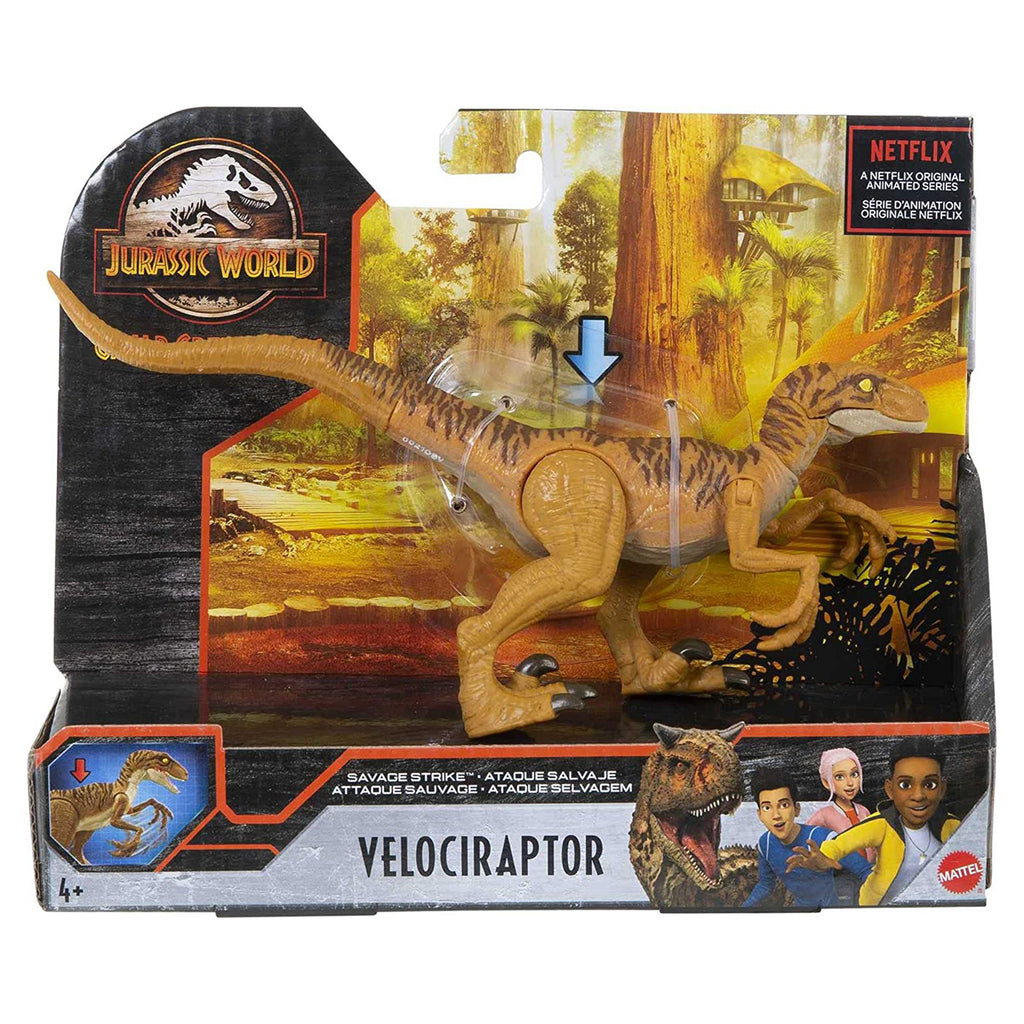 Jurassic World Camp Cretaceous Savage Strike Velociraptor Brown