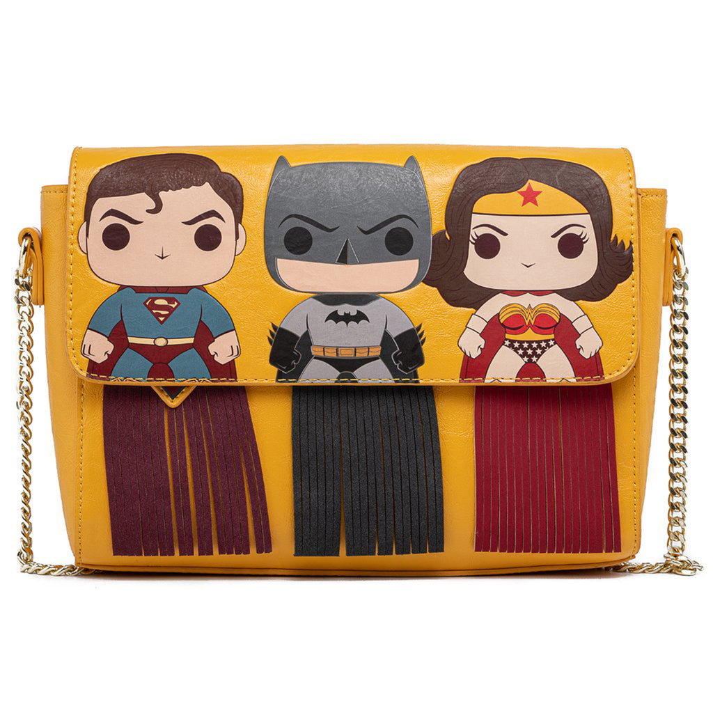 Loungefly DC Comics Superman Batman Wonder Woman POP Crossbody Bag Purse