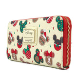 Loungefly Disney Christmas Mickey & Minnie Cookie Zip Around Wallet - Radar Toys