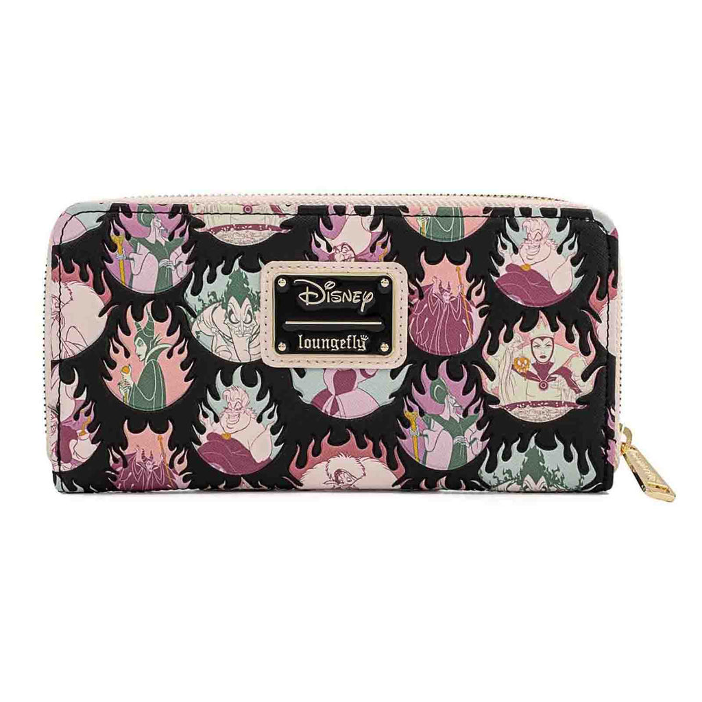 Loungefly Disney Villains Pastel Flames Zip Around Wallet
