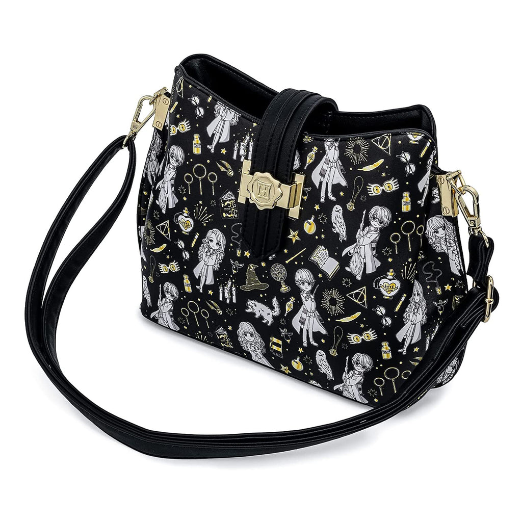 Loungefly Harry Potter Magical Elements All Over Print Crossbody Bag Purse