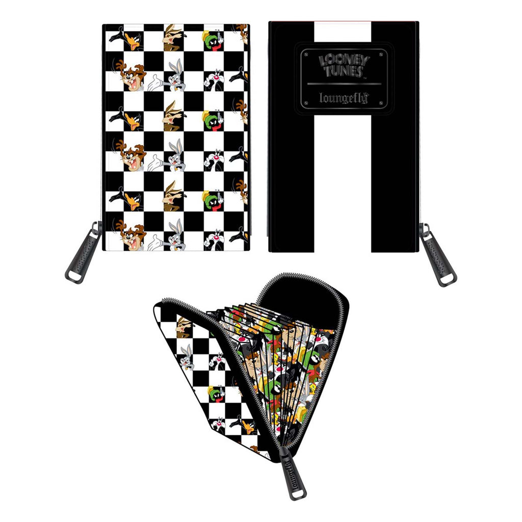 Loungefly Looney Tunes Black And White Checkered Character Accordion Cardholder Wallet
