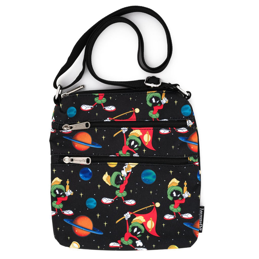Loungefly Looney Tunes Marvin The Martian Space All Over Print Passport Bag Purse