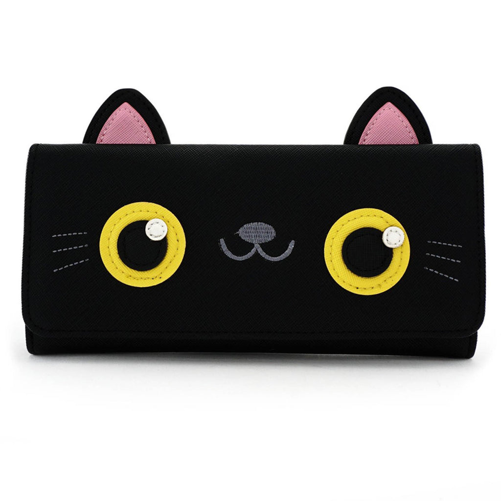 Loungefly Cat Face Black Tri-Fold Wallet