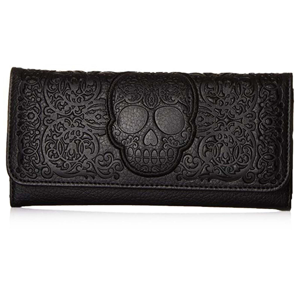 Loungefly Lattice Skull Black Tri-Fold Wallet