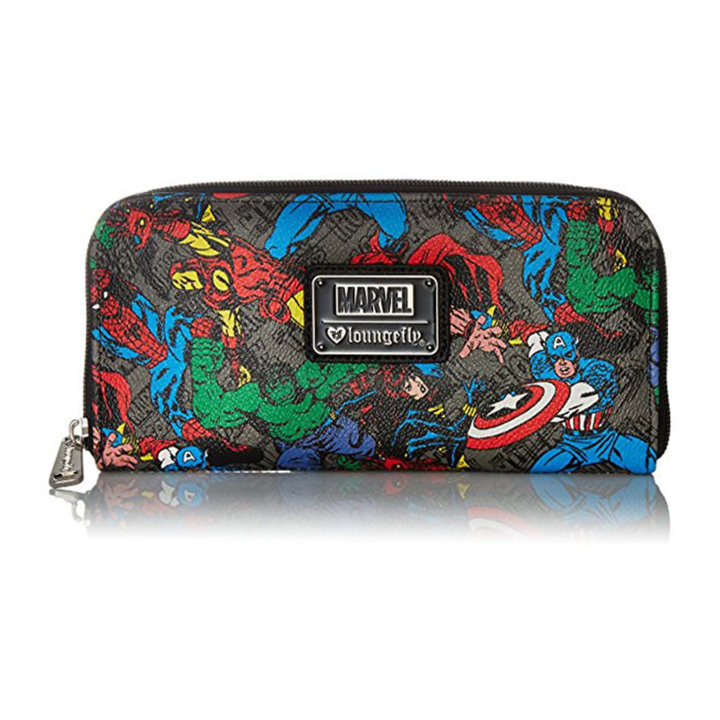 Loungefly Marvel Character All Over Print Zip Around Wallet