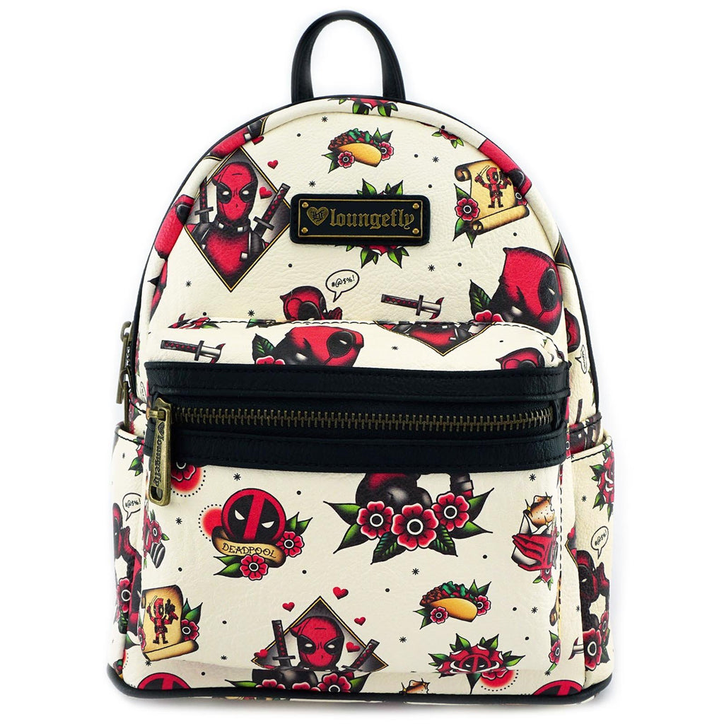 Loungefly Marvel Deadpool Tattoo Print Mini Backpack