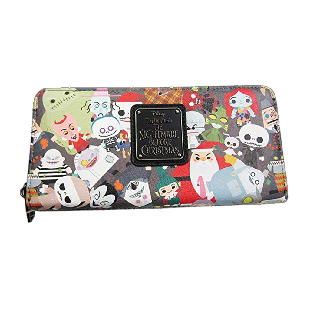 Loungefly Nightmare Before Christmas Chibi Character Print Zip Around Wallet