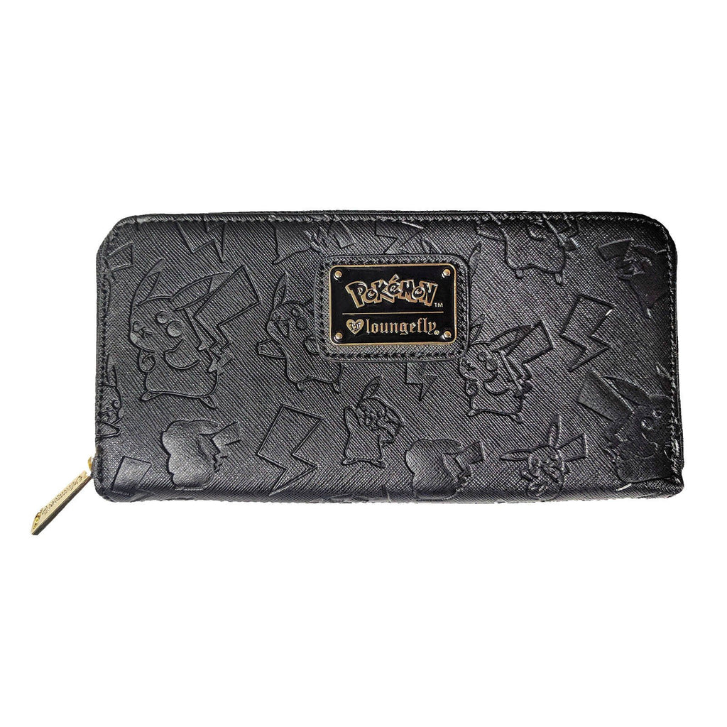 Loungefly Pokemon Embossed Pikachu Black Zip Around Wallet