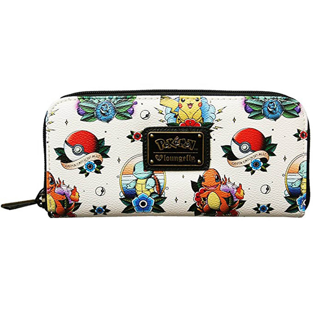 Loungefly Pokemon Go Pikachu Squirtle Bulbasaur Characters Zip Around Wallet