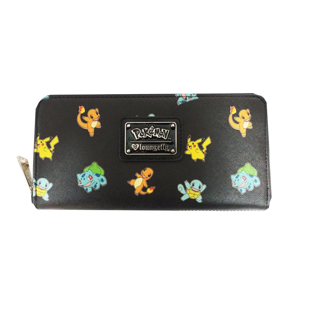 Loungefly Pokemon Starter Black All Over Print Zip Around Wallet