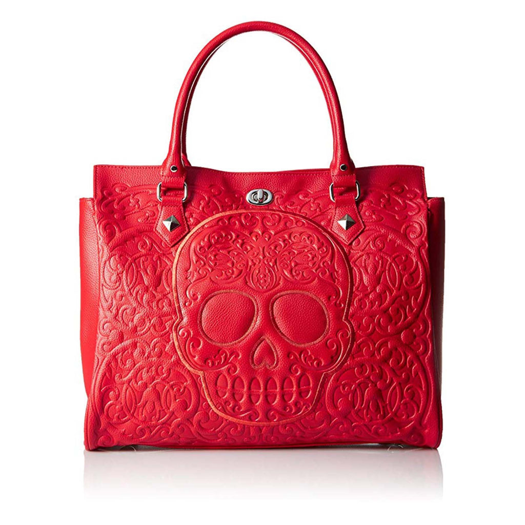 Loungefly Red Lattice Skull Tote Shoulder Bag