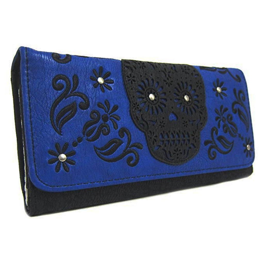 Loungefly Skull Laser Cut Blue Tri-Fold Wallet