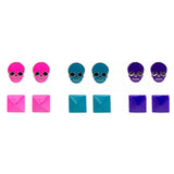 Loungefly Skull Pink Teal Purple Earrings Set - Radar Toys