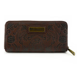 Loungefly Skull Sugar Brown Zip Around Wallet - Radar Toys