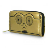 Loungefly Star Wars C-3PO Face Gold Zip Around Wallet - Radar Toys