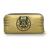 Loungefly Star Wars C-3PO Face Gold Zip Around Wallet - Radar Toys