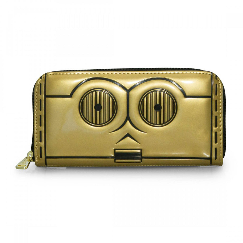 Loungefly Star Wars C-3PO Face Gold Zip Around Wallet