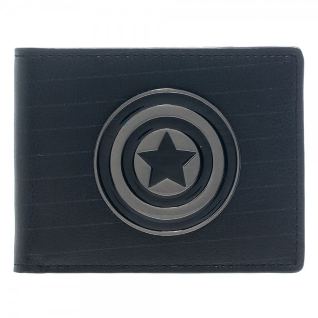 Marvel Captain America Black Metal Badge Bi-Fold Wallet