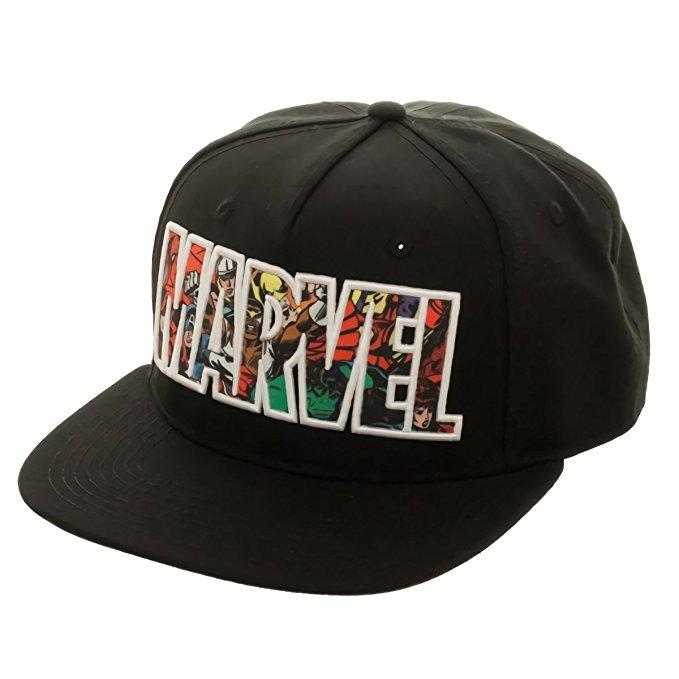 Marvel Logo Black Snapback Hat